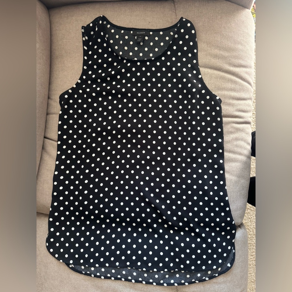 Nordstrom Halogen Black and White Polka Dot Tank Top